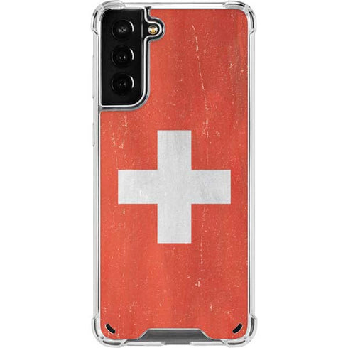 Switzerland Flag Distressed Galaxy S21 Plus 5G Clear Case